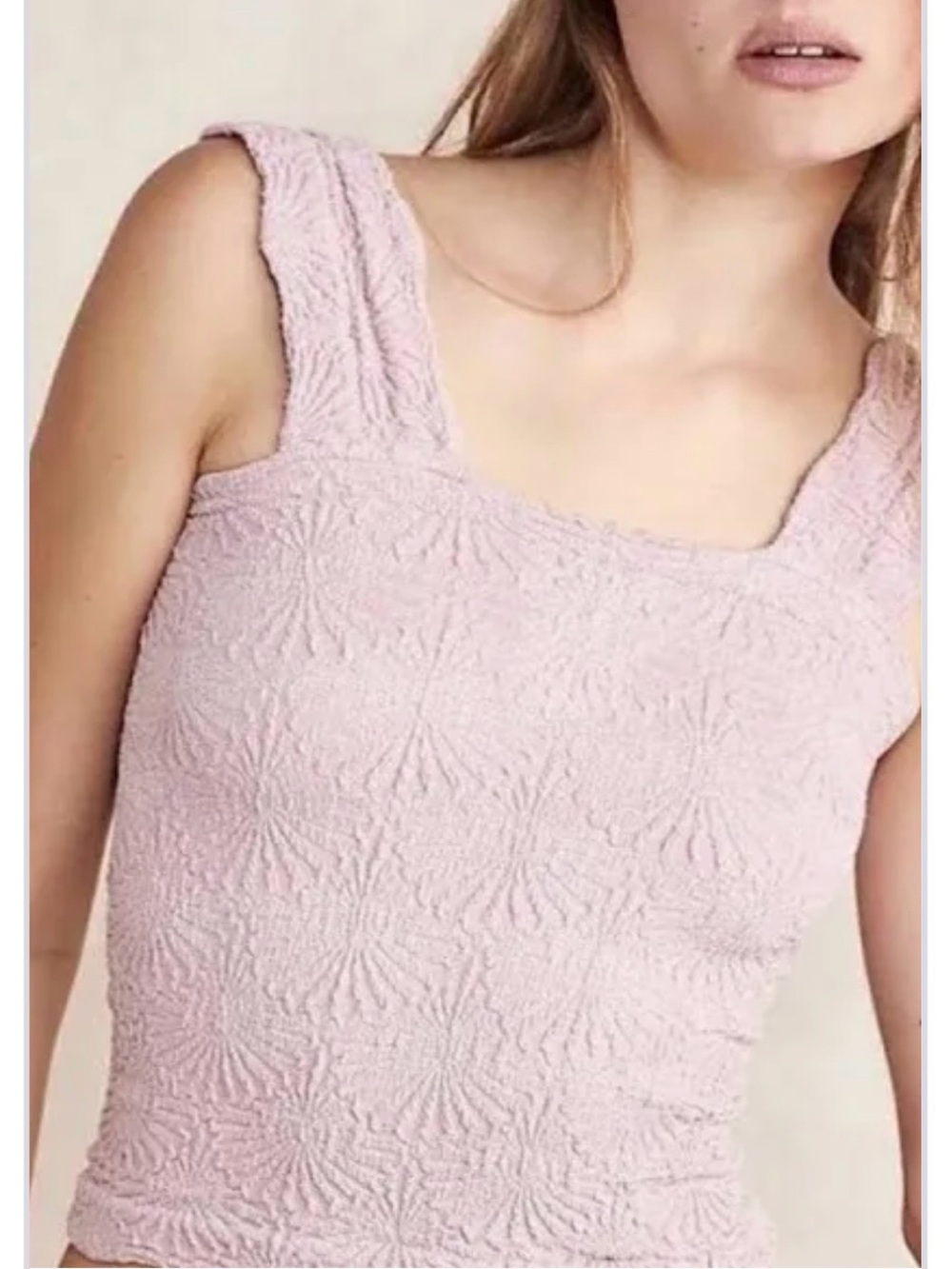 Free People Love Letter Jacquard Camisole Tank Top Light Pink, Sz XS/S, Like New